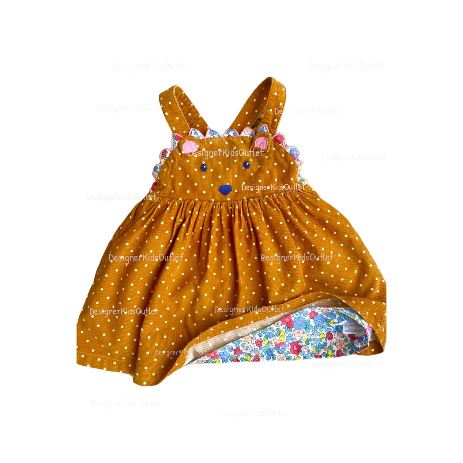 Pre-Loved Mini Boden Novelty Cord Pinnie Butterscotch Brown Hedgehog
