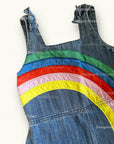 Pre-Loved Mini Boden Girls' Tie Shoulder Rainbow Dungarees, Mid Denim