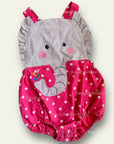 Pre-Loved Mini Baby Boden Woven Novelty Romper Coral Reef Spot Elephant