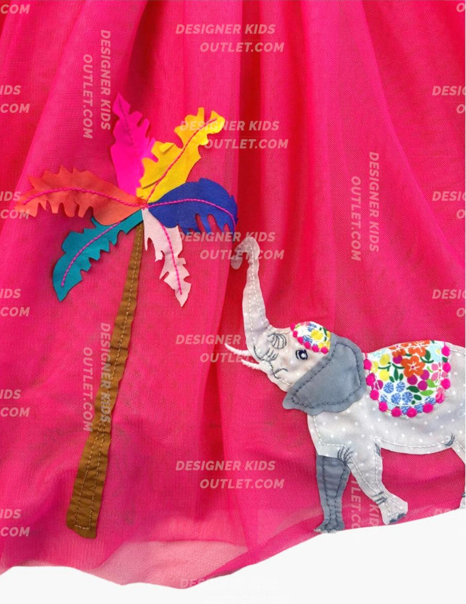 mini boden elephant dress Ariel Twirly Jersey Dress - Multi Elephant Woodblock