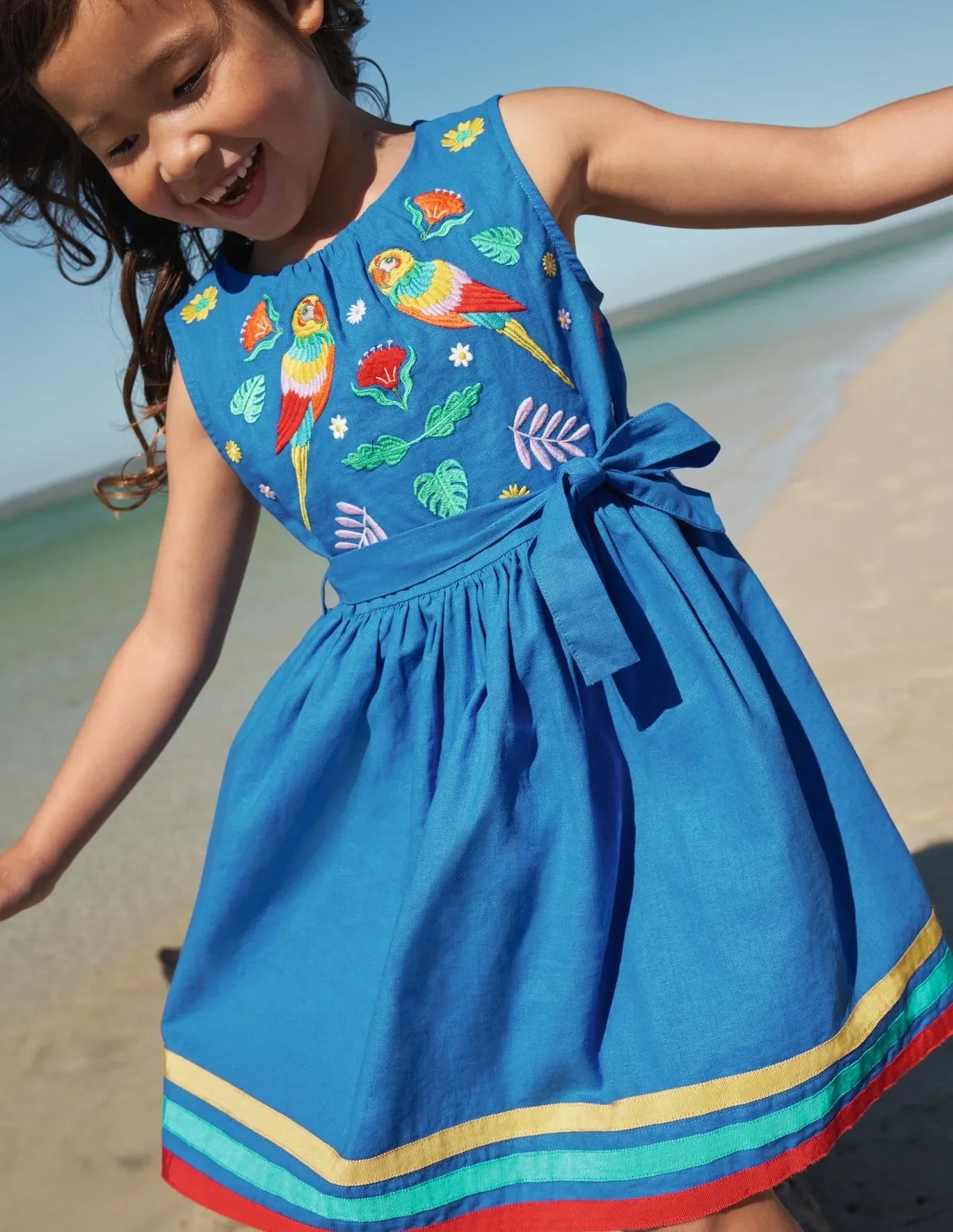 Pre-Loved Jungle Vintage Dress Marina Blue Embroidered