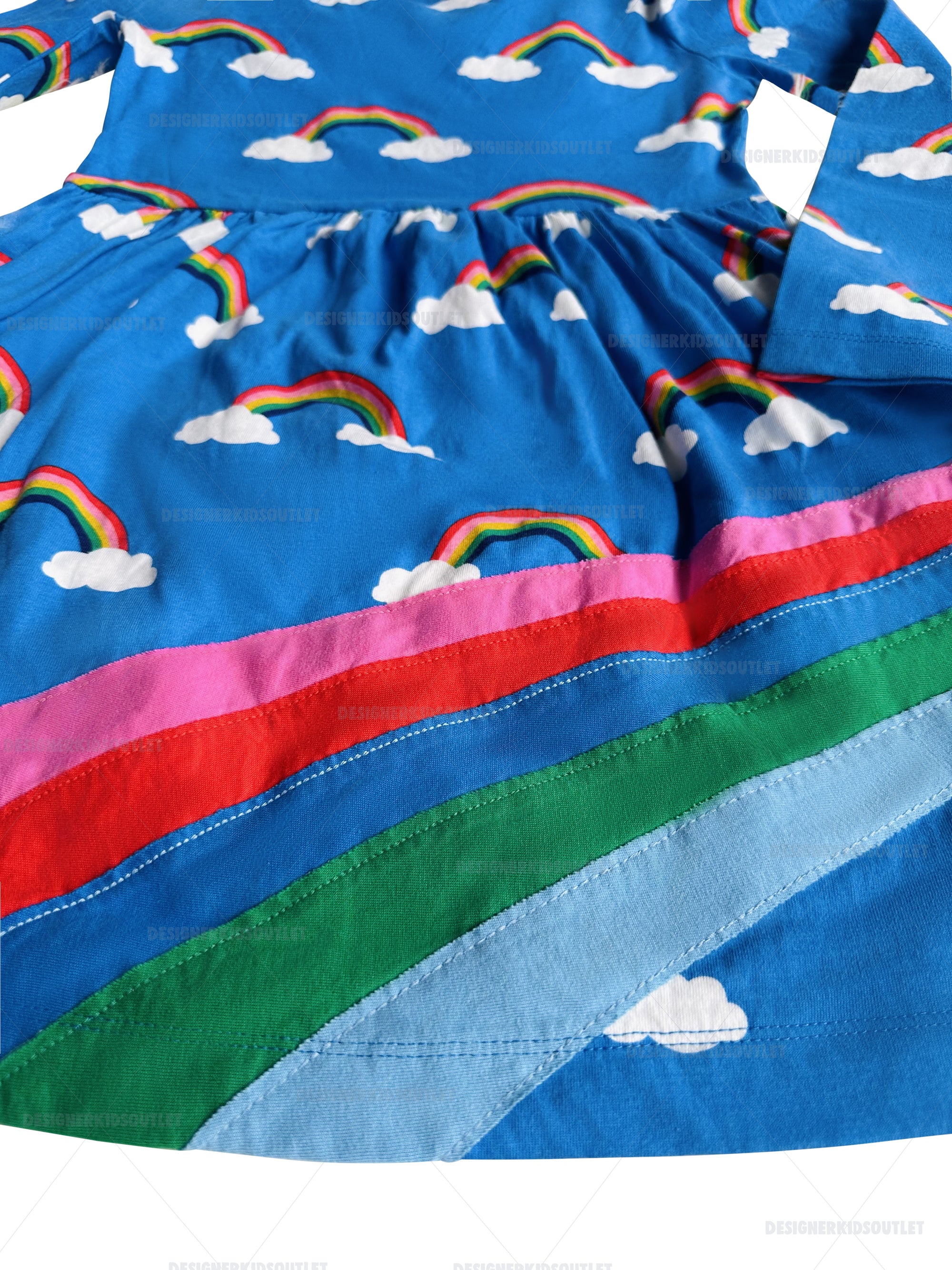 mini boden airplane dress Girls Airplane Dress Rainbow | Blue Long Sleeve Dress