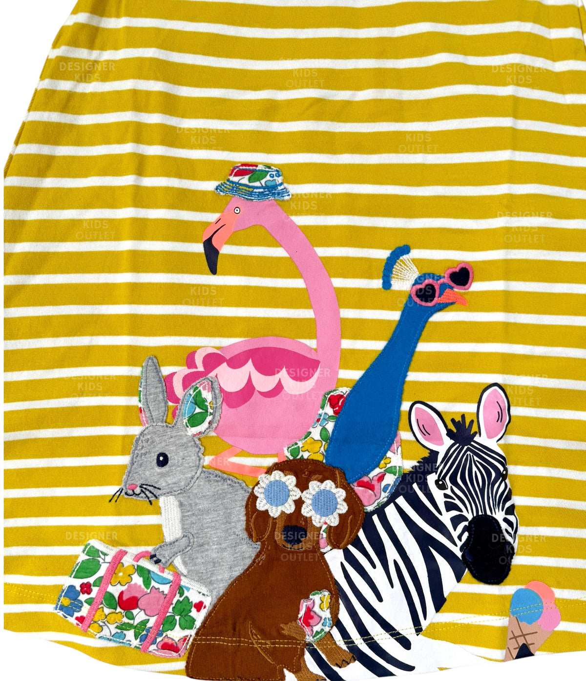 Mini Boden Girls Appliqué Yellow Stripe Safari Animal Cotton Summer Dr –  Designer Kids Outlet
