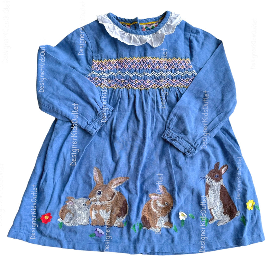 Girls Boden Blue Nostalgic Woven Bunny Dress