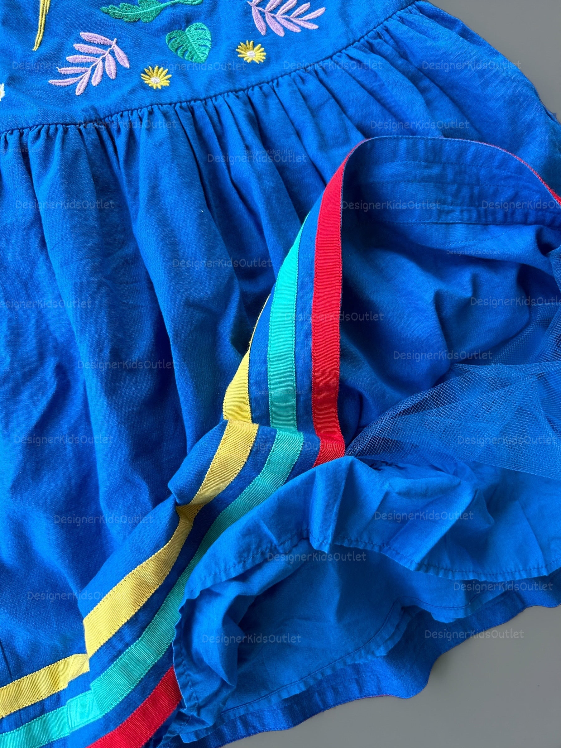 Pre-Loved Jungle Vintage Dress Marina Blue Embroidered