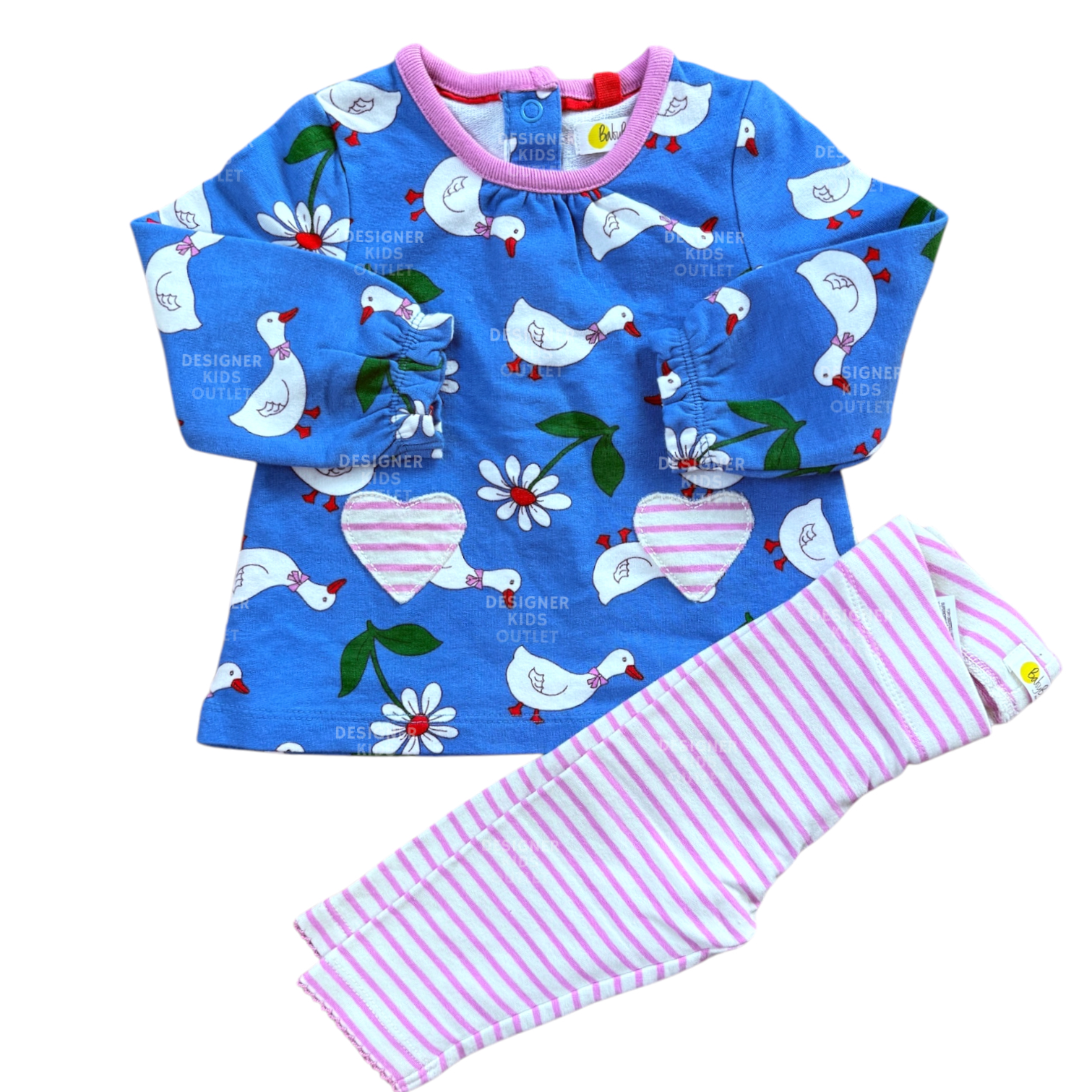 Mini Boden Baby Girls Supersoft Jersey Play Set – Baby Blue Daisy Duck