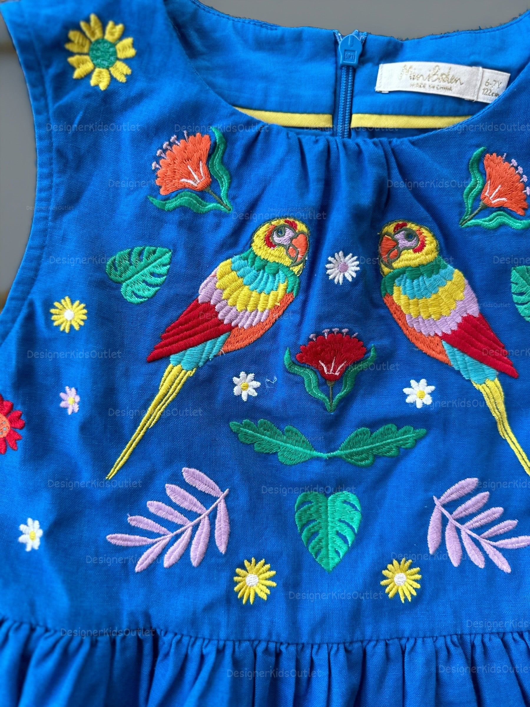 Pre-Loved Jungle Vintage Dress Marina Blue Embroidered