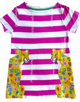 Mini Boden Girls Party Leopard Appliqué Pink Stripe Cheetah Dress Tunic