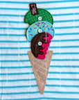 Mini Boden Girls Appliqué Top Shirt Georgian Blue/ Ivory Ice Cream