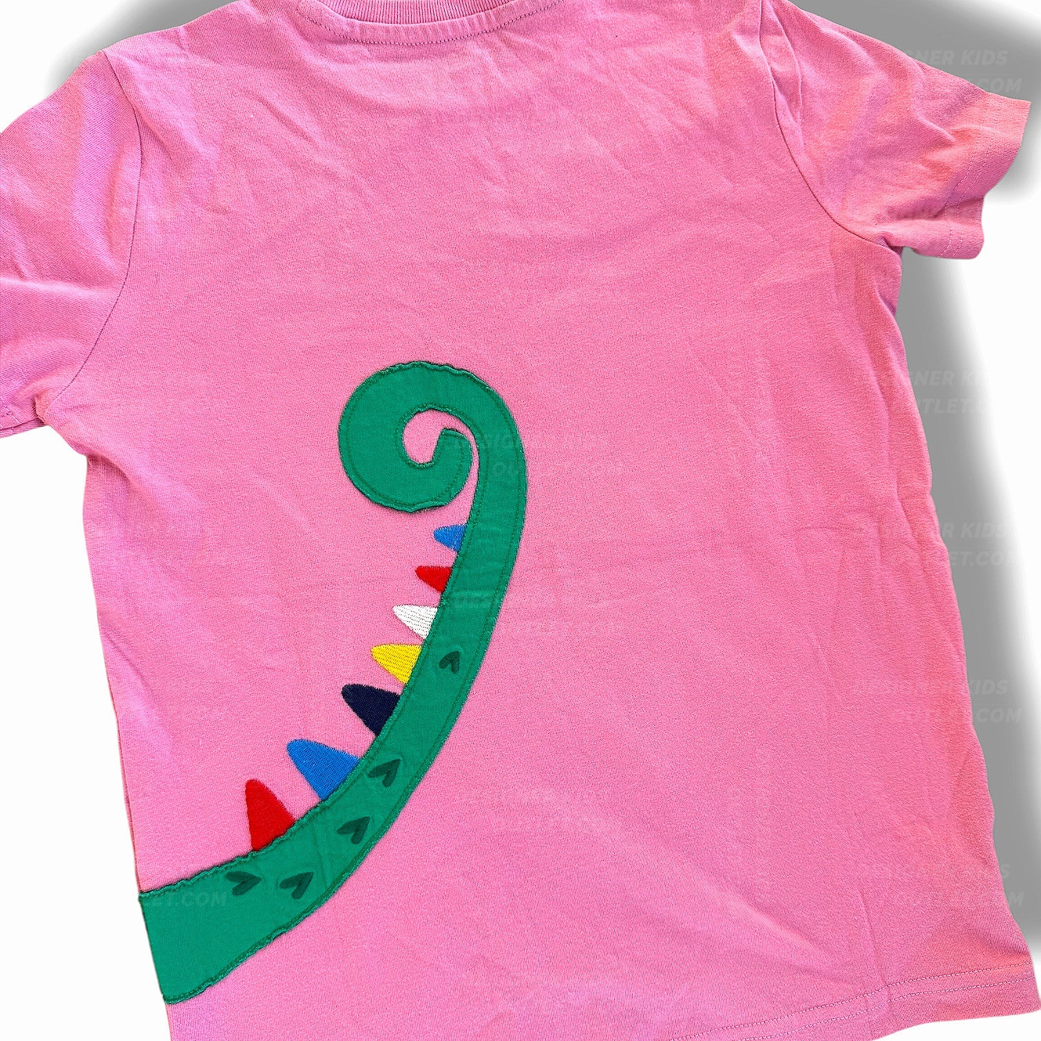 Mini Boden Girls Pink Chameleon Shirt Eating Ice Cream Cone Appliqué Tee