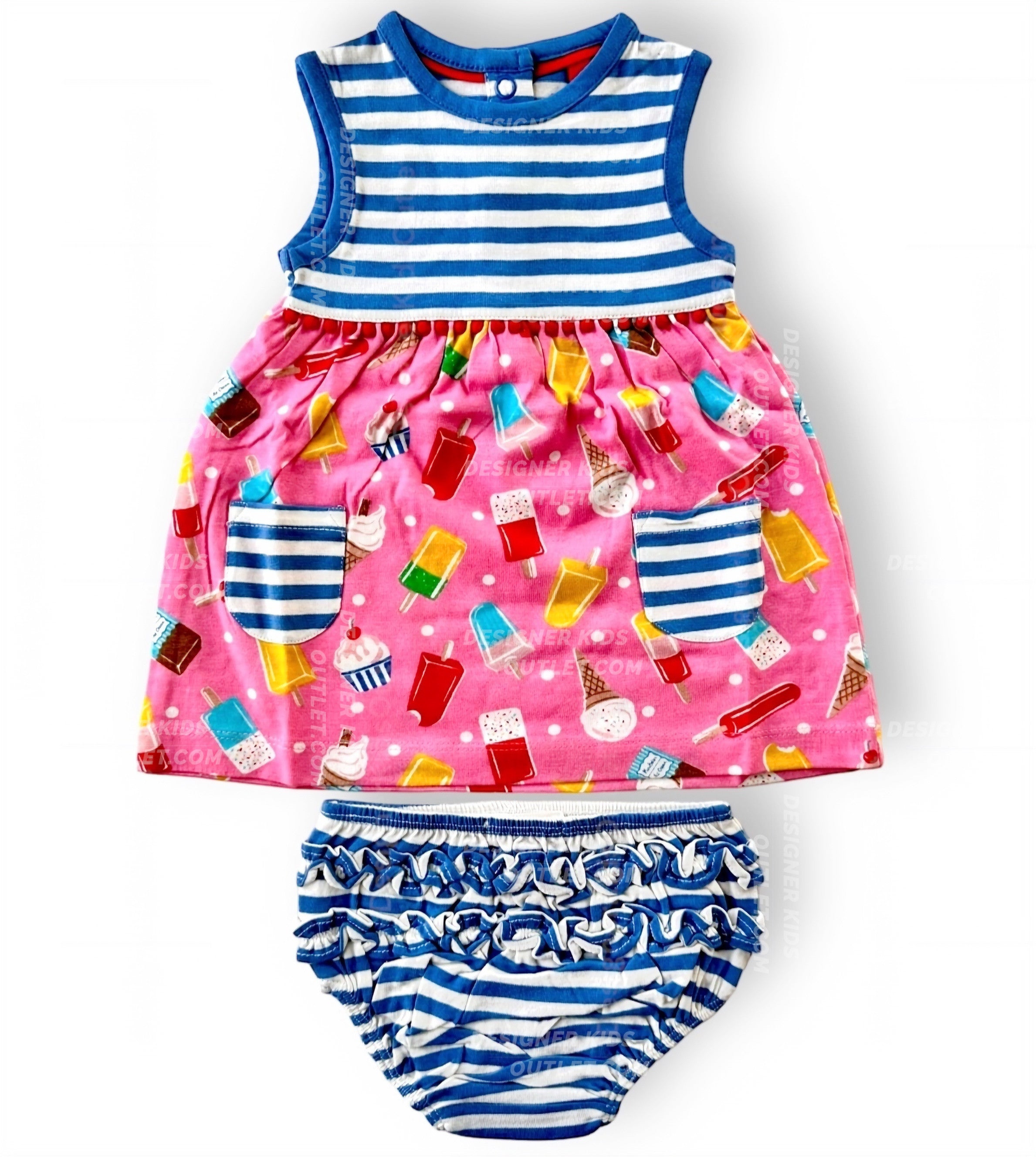 Mini Baby Boden Girls Jersey Pink Lemonade Ice Creams Summer Dress
