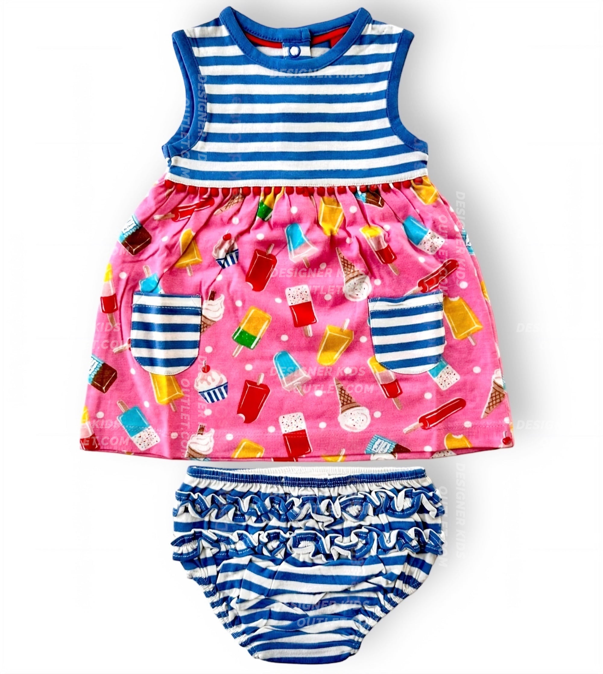 boden ice cream dress Mini Baby Boden Girls Jersey Pink Lemonade Ice Creams Summer Dress And Knickers Play Set Designer Kids Outlet