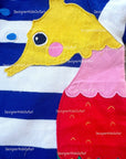 Mini Boden Short Sleeve Appliqué Tunic Blue Wave/Ivory Seahorse Dress