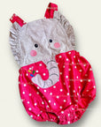 Pre-Loved Mini Baby Boden Woven Novelty Romper Coral Reef Spot Elephant