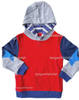 Mini Boden Boys Hoodie Sweatshirt Strawberry Tart Red Star With Gray and Blue