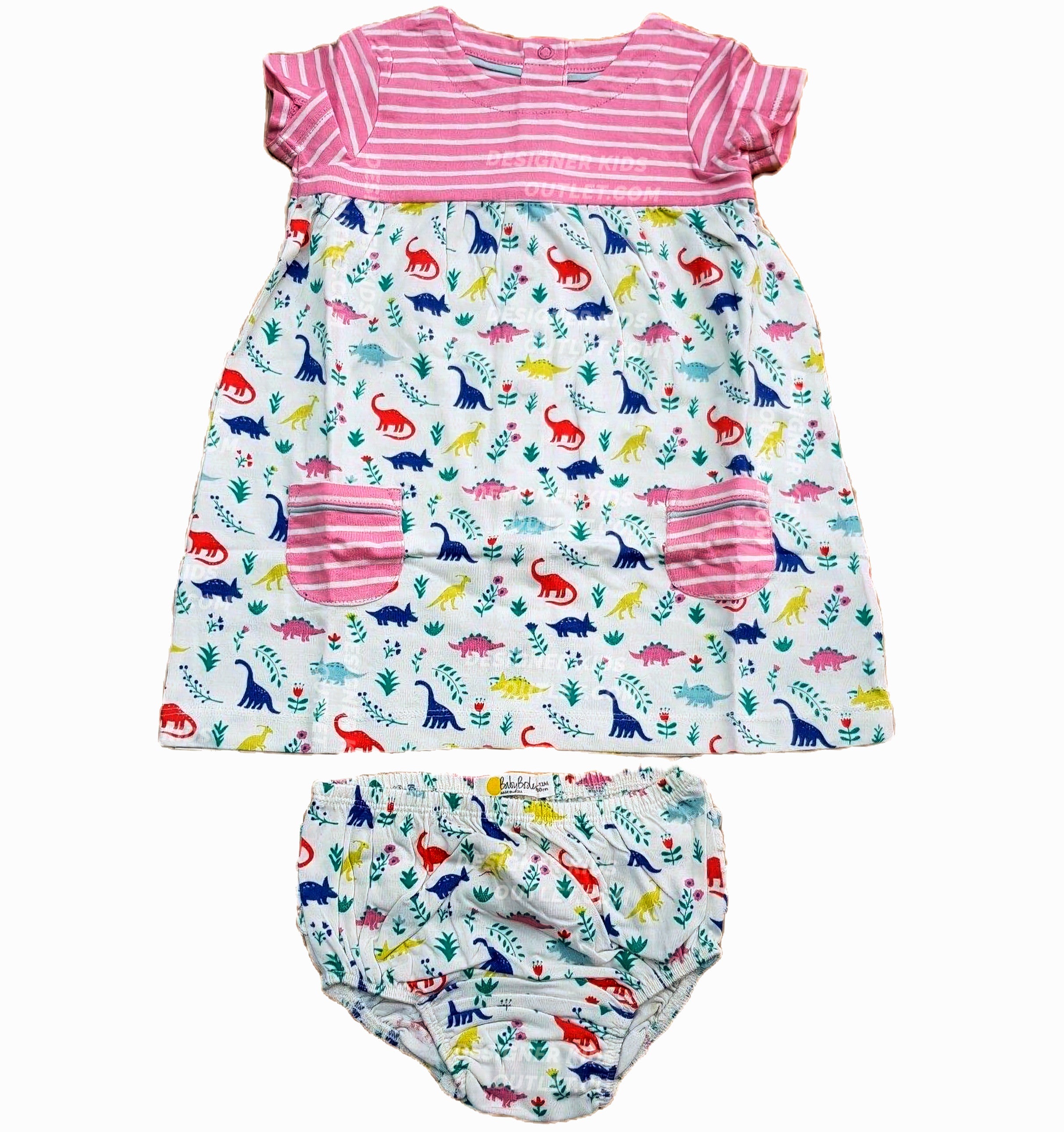 Mini Boden Baby Girls Printed Dino Jersey Dress And Knickers Set