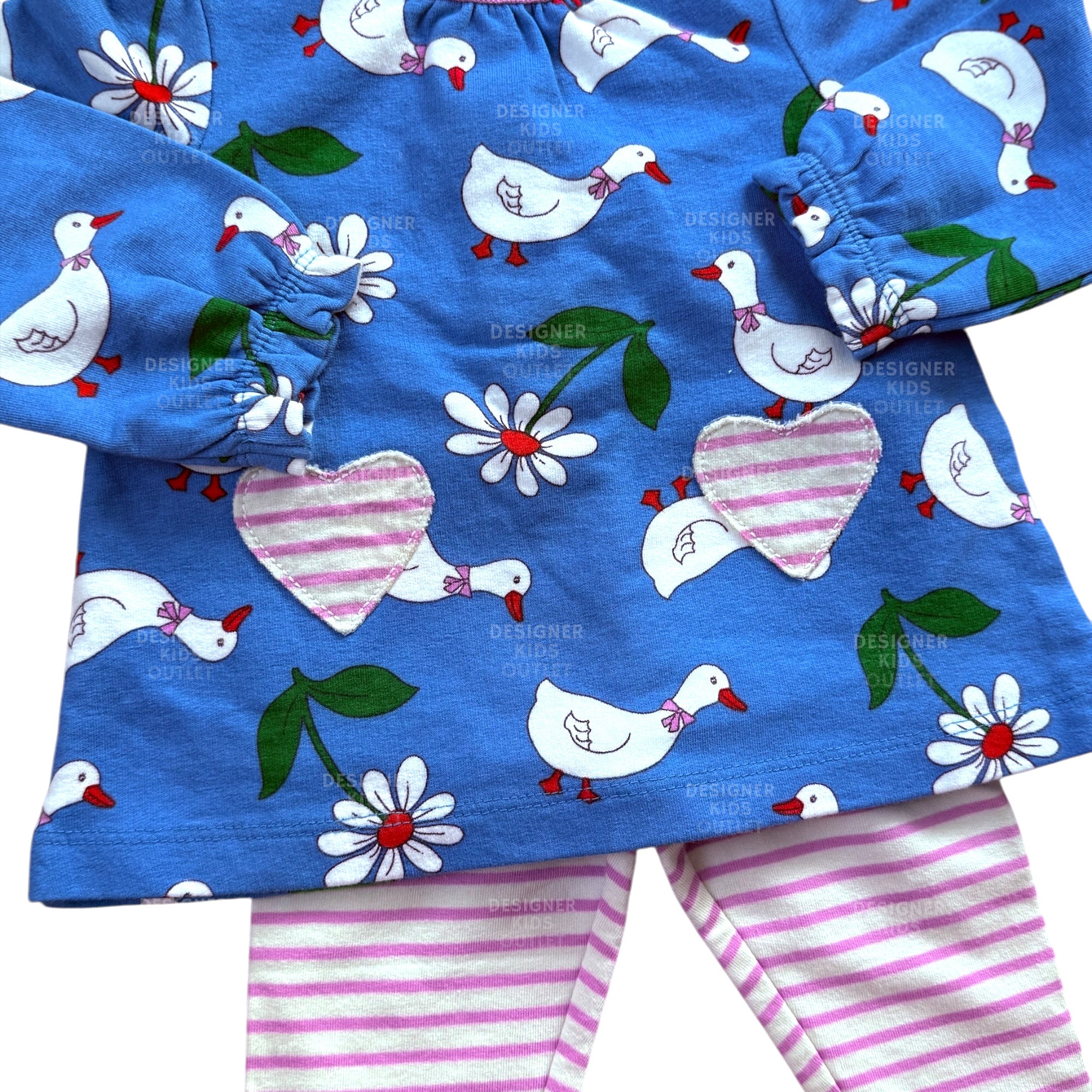 Mini Boden Baby Girls Supersoft Jersey Play Set – Baby Blue Daisy Duck