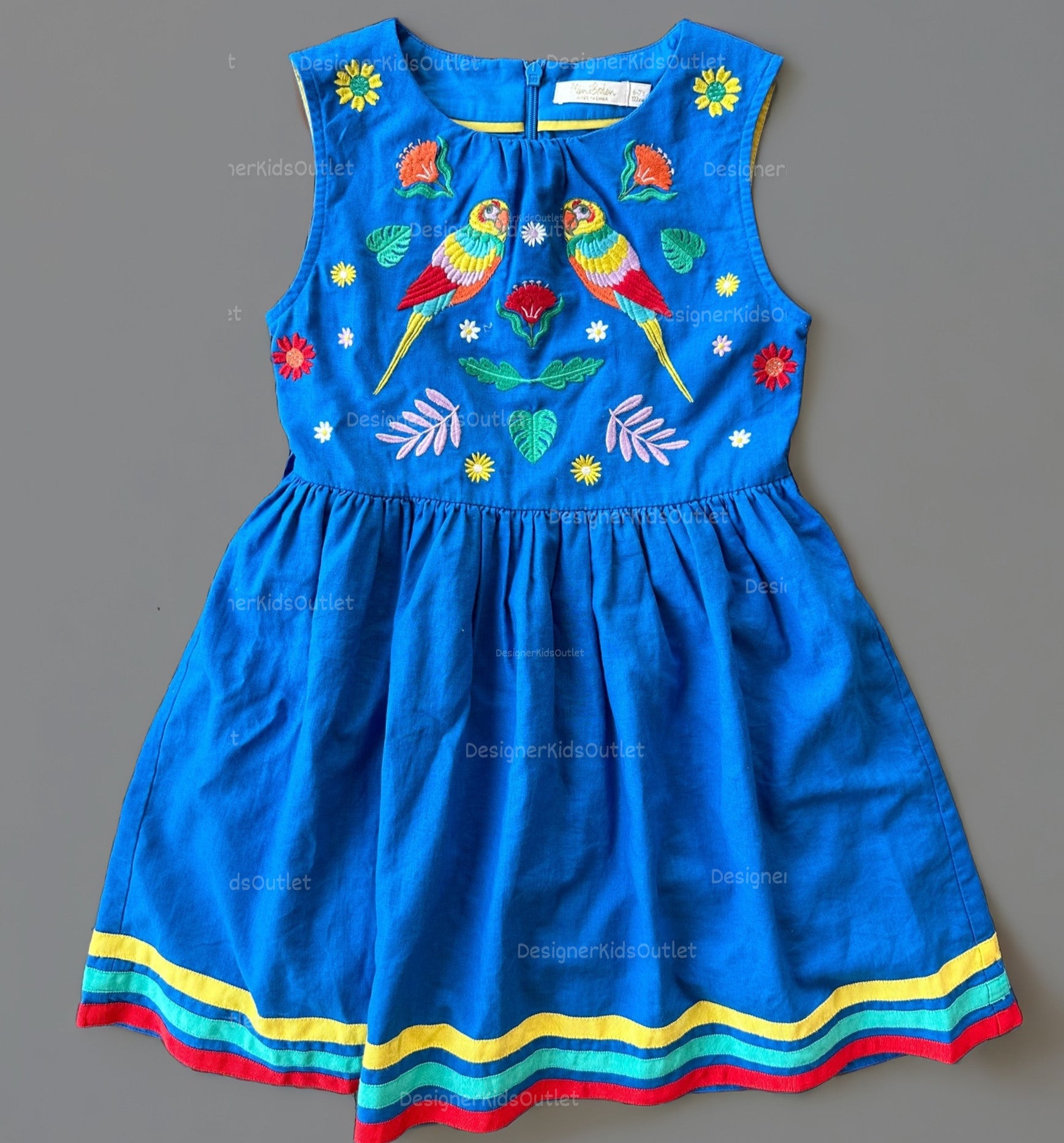 Pre-Loved Jungle Vintage Dress Marina Blue Embroidered