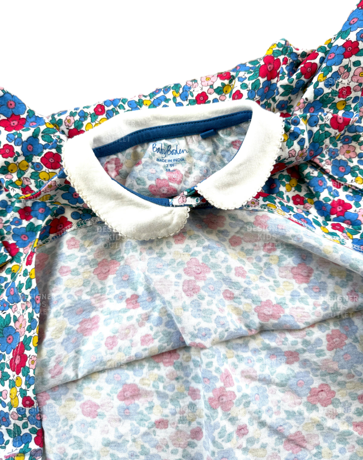 Baby Girl Collared Dress | Sky Blue Apple Blossom Jersey | Mini Boden Designer Kids Outlet Baby Girl Collared Dress | Sky Blue Apple Blossom Jersey | Mini Boden Designer Kids Outlet