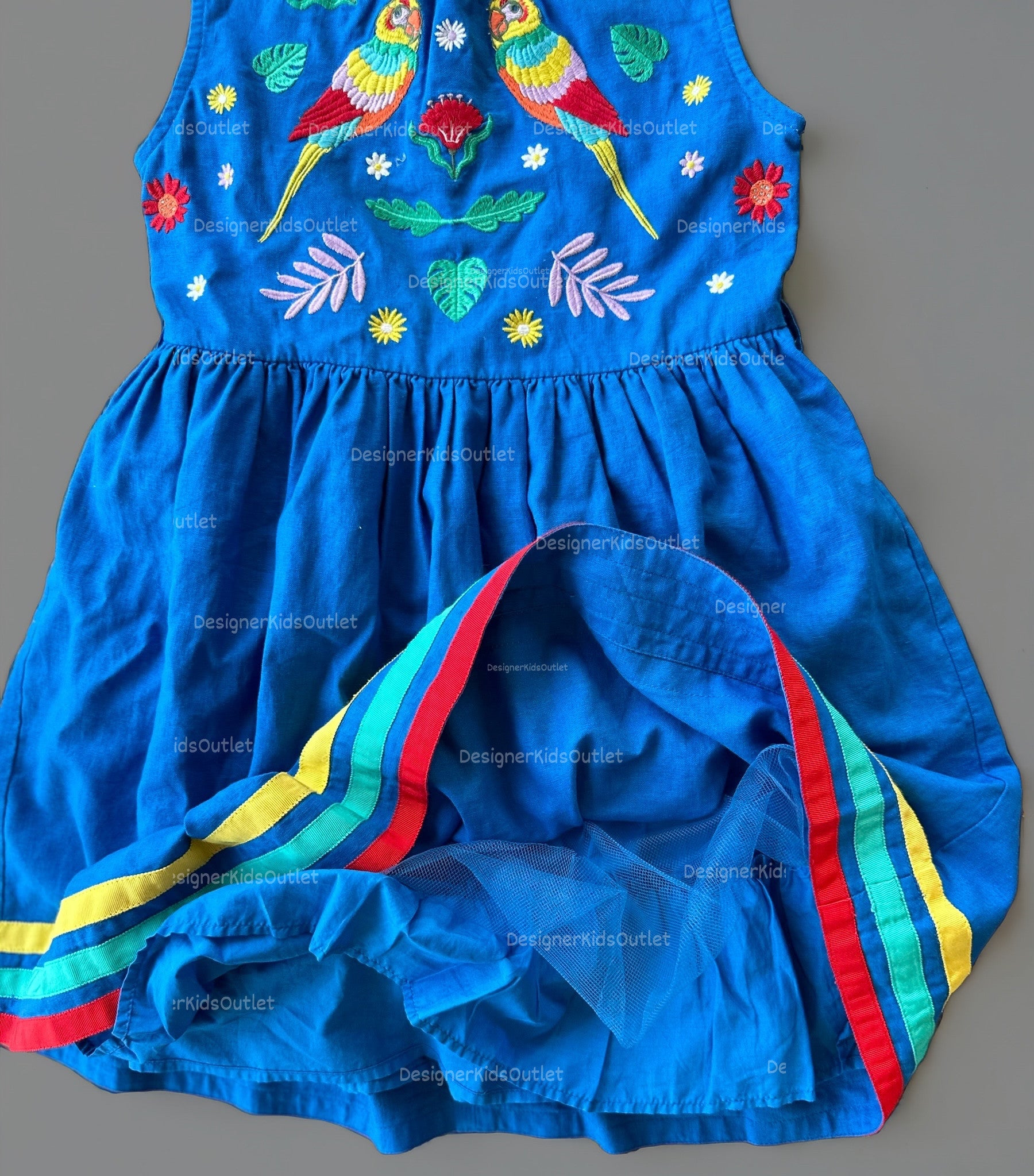 Pre-Loved Jungle Vintage Dress Marina Blue Embroidered