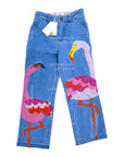 NWT Mini Boden Denim Fantasy Flamingo Flares Denim Jeans for Girls