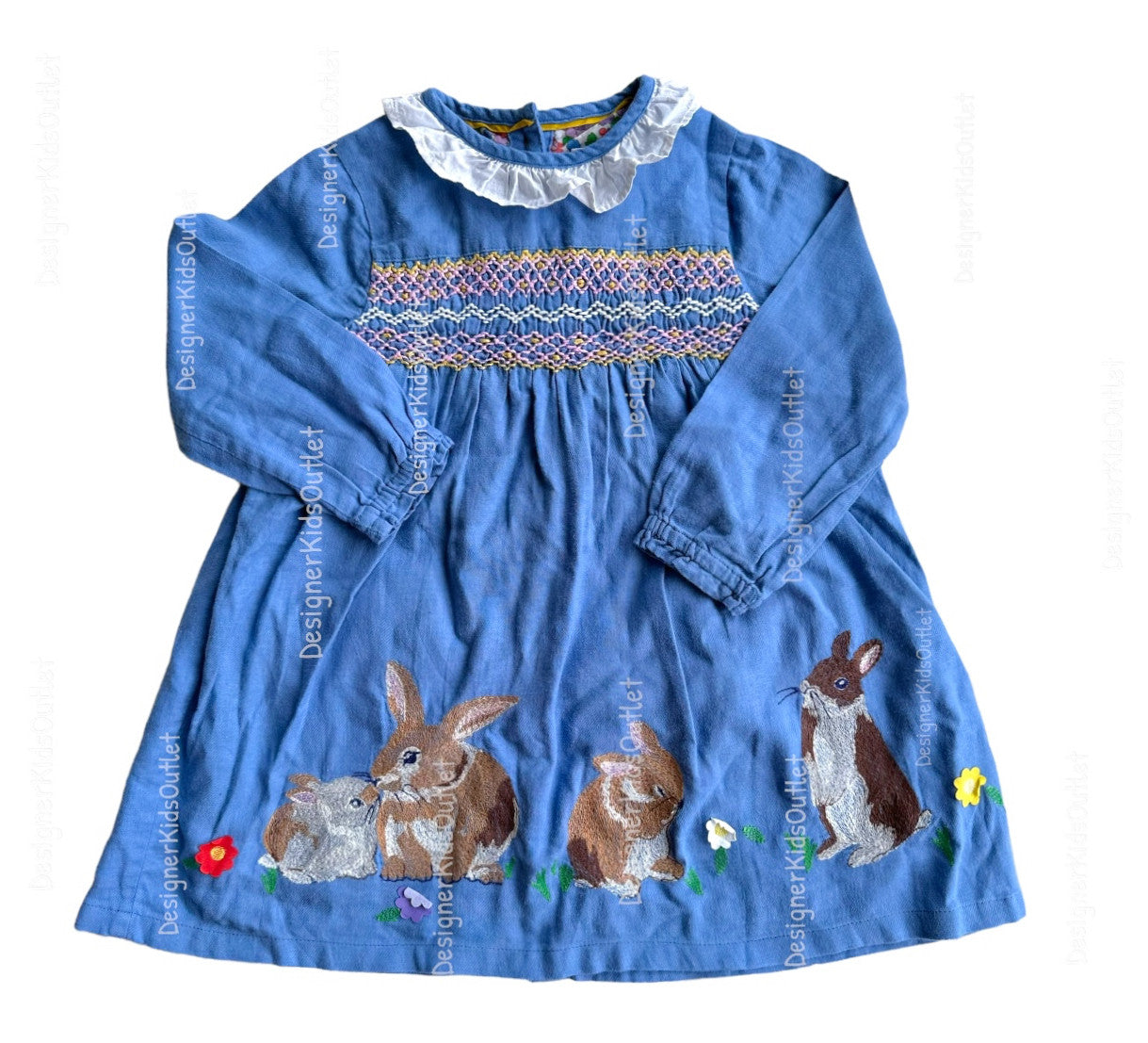 Mini Boden Nostalgic Woven Dress Riviera Blue Bunnies Baby Girl Easter Dress