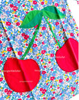 Mini Boden Girls Appliqué Tunic Ditsy Floral Tunic Red Cherry Pockets Shirt
