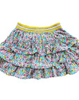 Pre-Loved Mini Boden Ruffled Floral 3 Tiered Flare Skirt with Stretch Waist