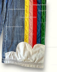 Pre-Loved Mini Boden Girls' Tie Shoulder Rainbow Dungarees, Mid Denim