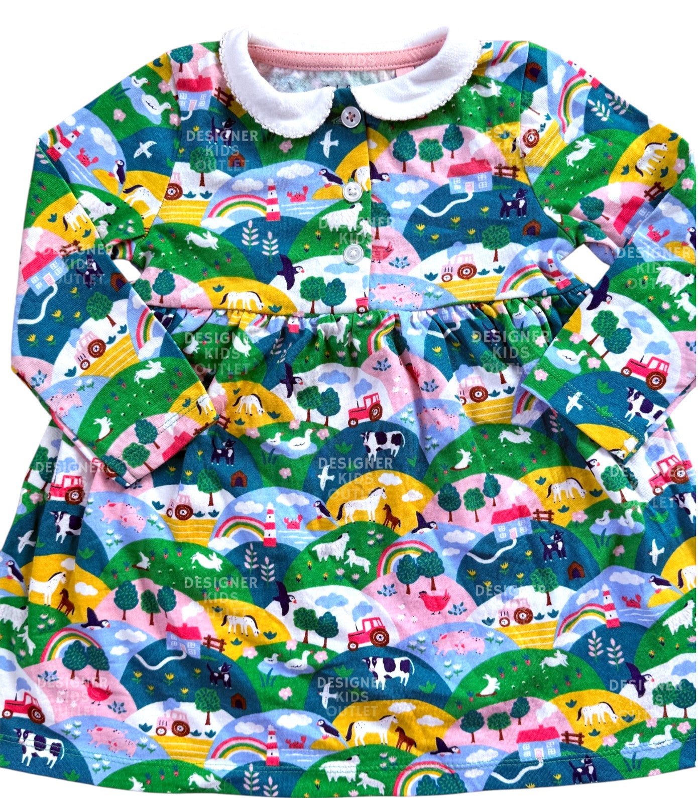 Baby Girl Farm Dress Collared | Coastal Jersey | Mini Boden