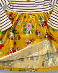Mini Boden Girls Long Sleeve Autumn Mushroom Dress – Mustard & Royal Purple