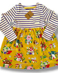 Mini Boden Girls Long Sleeve Autumn Mushroom Dress – Mustard & Royal Purple