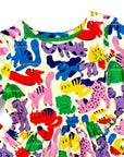 Mini Boden Girls Colorful Pets Long Sleeve Jersey Dress – Oatmeal & Rainbow