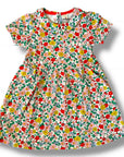 Mini Boden Girls Floral Jersey Dress Peter Pan Collar – Vanilla & Earth Tones