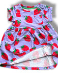 Mini Boden Girls Fun Jersey Strawberry Dress - Violet Strawberry Patch