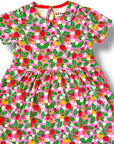 Mini Boden Girls Strawberry Print Jersey Dress Peter Pan Collar – Cosmos Pink