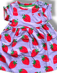 Mini Boden Girls Fun Jersey Strawberry Dress - Violet Strawberry Patch